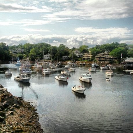 Boats moored in Perkins Cove