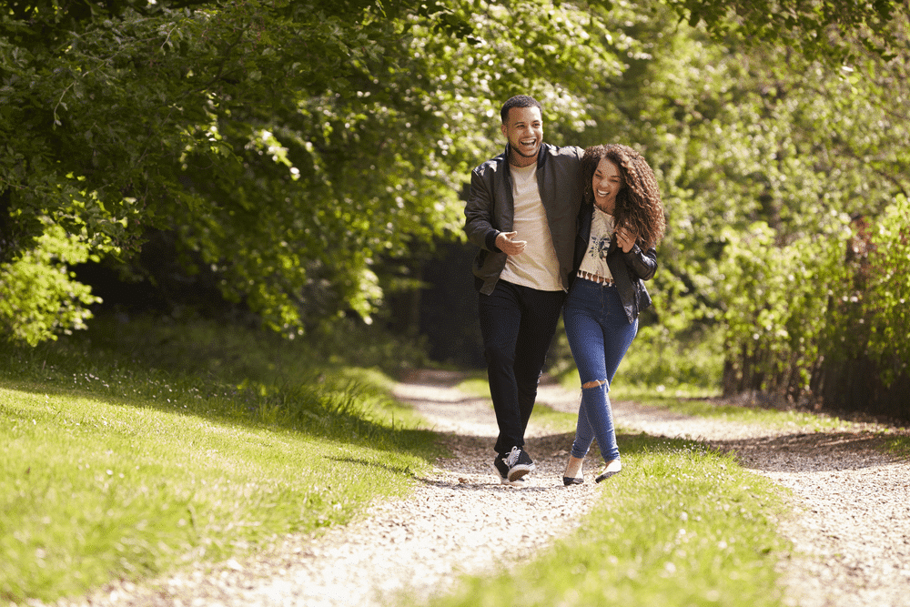 Picture of a couple enjoying the hiking trails near Ogunquit, Maine. .