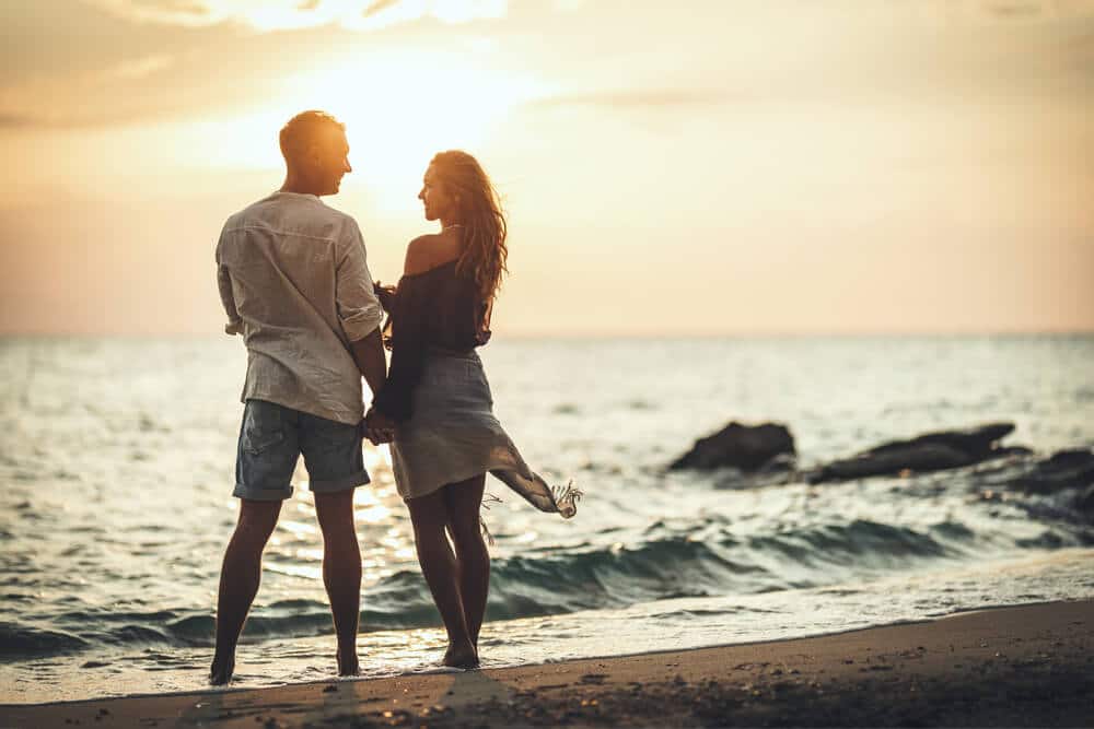 Photo of Newlyweds at the Beach on a Maine Honeymoon.