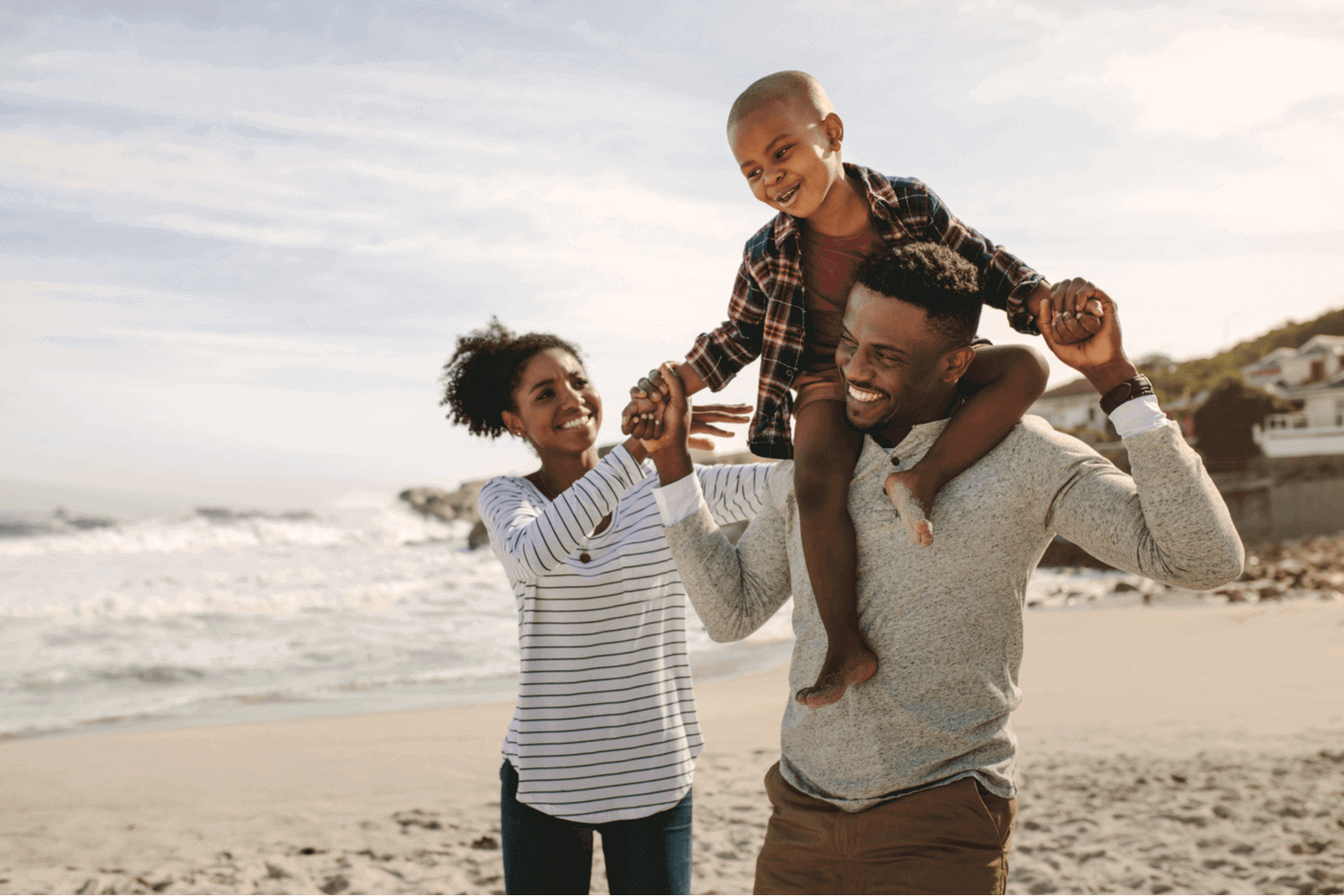 Picture of a family enjoying Ogunquit Beach.