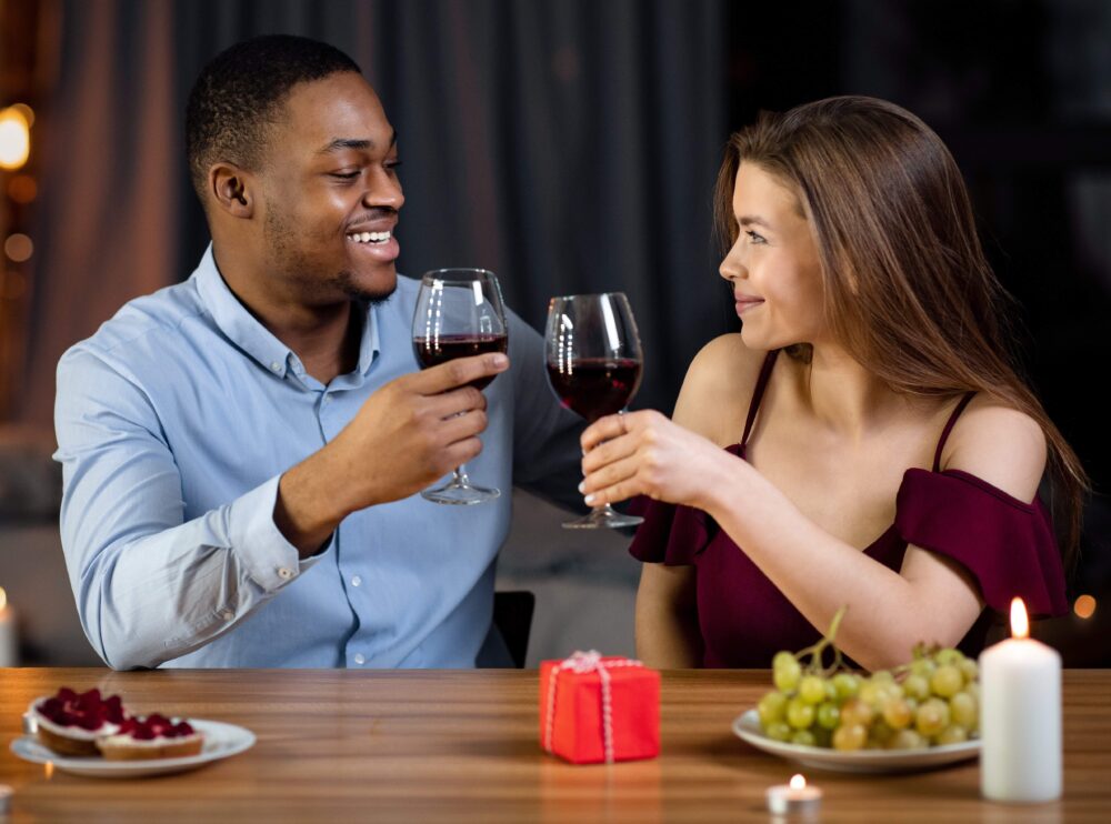 A man and a woman enjoying a meal at one of the best restaurants in Ogunquit.