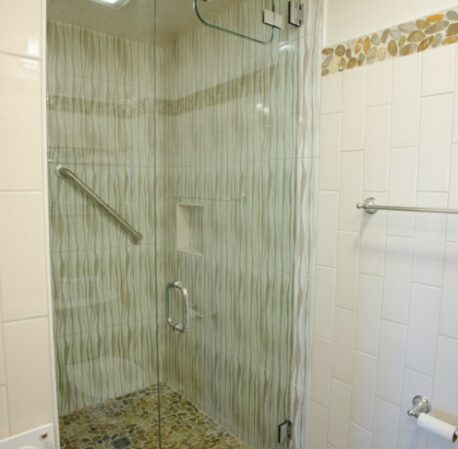 Tiled bathroom and shower